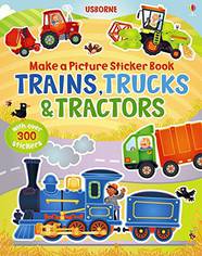 Книга с наклейками Trains, Truck & Tractors
